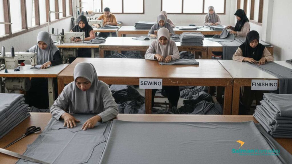 alur produksi seragam kantor